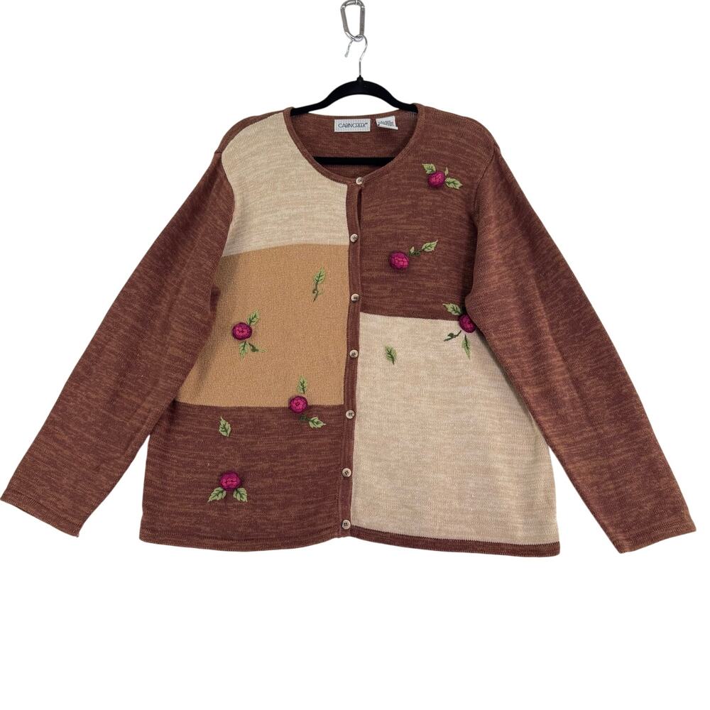 Vintage Cabincreek color block flower cardigan size XL